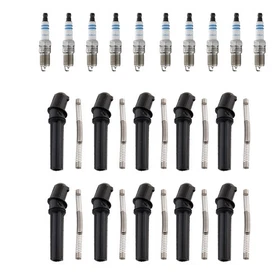 Bosch 8 Double Iridium Spark Plugs & NGK Coil Boots Kit for E-350 Super Duty 6.4