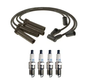 Denso Wire Set 7mm & 4 Double Platinum Spark Plug 0.050 Kit For Chevy Pontiac L4