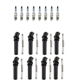 Bosch 8 Double Iridium Spark Plugs & NGK Coil Boots Kit for E-350 Super Duty 5.4