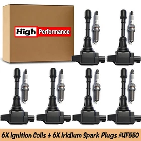 6PC for  Ignition Coil &Iridium Spark Plugs For Nissan Infiniti 3.5L V6 UF550