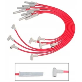 MSD 35389 Super Conductor Spark Plug Wire Set for Ford 351C-460 HEI Cap, Red