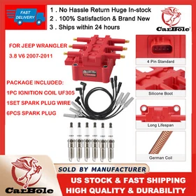 For Jeep Wrangler 3.8 V6 2007-2011 UF305 Ignition Coil Pack + Spark Plug + Wires