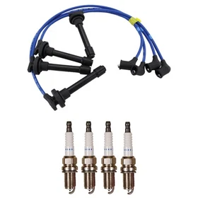 NGK Wire Set & Denso 4 Double Platinum Spark Plugs Kit for Integra Type-R 1.8 L4 NGK Wire Set & Denso 4 Double Platinum Spark Plugs Kit for Integra Type-R 1.8 L4