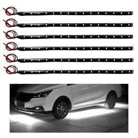 Fkewp 6 PCS 15 LED Strip Underbody Light, 12V Waterproof Car Underglow White