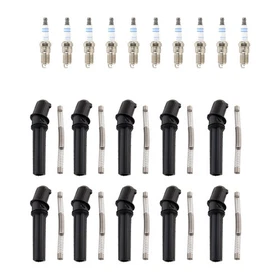 Bosch 10 Double Platinum Spark Plugs & NGK Coil Boots Kit for E350 Econoline V10 Bosch 10 Double Platinum Spark Plugs & NGK Coil Boots Kit for E350 Econoline V10