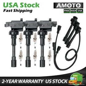 3X Ignition Coil + Spark Plug +Wire Set for Mitsubishi Montero Galant 3.8L UF525 3X Ignition Coil + Spark Plug +Wire Set for Mitsubishi Montero Galant 3.8L UF525
