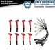 TRQ Ignition Coils Spark Plug Wires Kit Fits 2017 Ford F-250 F-350 Super Duty