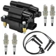 Ignition Coil + Wire Set + 4 Iridium Spark Plug for Subaru Forester Impreza 2.5L