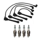 Denso Wire Set 7mm & 4 Iridium Power Spark Plug 0.044 Kit For Kia Hyundai 2.0 L4