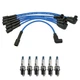 NGK 7mm Wire Set 6 Denso Nickel Spark Plug Kit For Cherokee Comanche 4.0L L6
