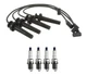 Denso Wire Set 7mm & 4 Double Platinum Spark Plugs .044 Kit For Saturn 1.9L L4