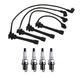 Denso Wire Set 7mm & 4 Double Platinum Spark Plug.044 Kit For Hyundai Kia 2.0 L4