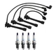 Denso Wire Set 7mm & 4 Double Platinum Spark Plug 0.044 Kit For Kia Spectra L4
