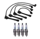 Denso Wire Set 7mm & 4 Iridium Long Life Spark Plug 0.044 Kit For Kia Hyundai L4