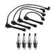 Denso Wire Set 7mm & 4 Double Platinum Spark Plug.044 Kit For Hyundai Kia 2.0 L4