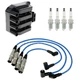 Hitachi Ignition Coil NGK 4 G-Power Spark Plugs & Wire Set Kit for Golf Jetta L4 Hitachi Ignition Coil NGK 4 G-Power Spark Plugs & Wire Set Kit for Golf Jetta L4