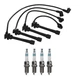 Denso Wire Set 7mm & 4 Iridium Power Spark Plug 0.044 Kit For Kia Hyundai 2.0 L4